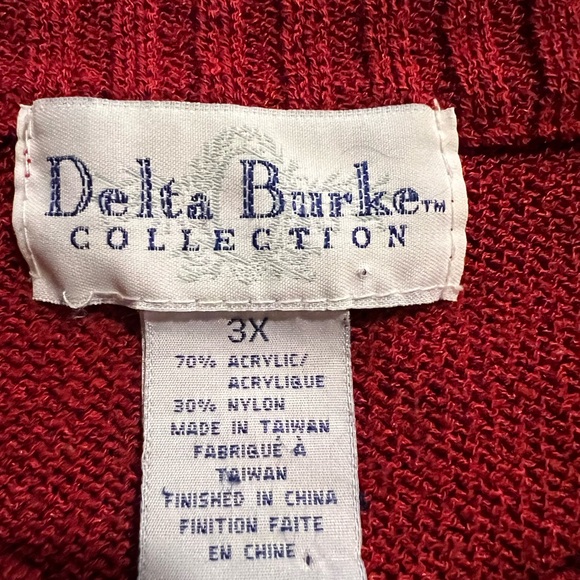 Delta Burke Collection Red Ribbed Knit Tunic Sweater - Picture 2 of 14